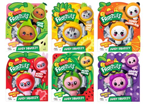 JA-RU Funsie Frootsies Squishy Toys (6 Unidades Variadas) Juguetes Juicy Squeezy Lindos Animales con Cabezas de Frutas. Juguete Flexible Coleccionable para Alivio del Estres para Ninos, Ninas. Fidget de Fiesta. 3903-6