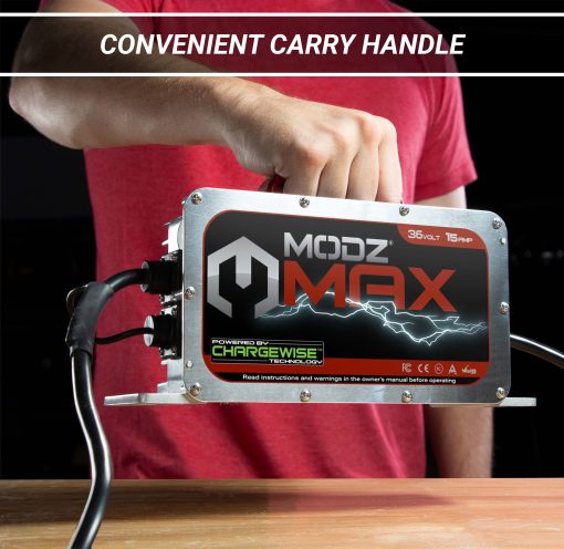 Cargador de Bateria de Carro de Golf MODZ Max36 15 AMP Compatible con Carros de 36 Voltios Club Car, EZGO y Yamaha con Enchufe Crowfoot - Imagen 2