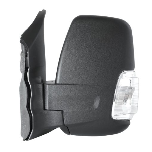 Espejo del lado del conductor Spieg FO1320552 para Ford Transit 150 Cargo Van 2015-2019 | Espejo lateral izquierdo con ajuste de potencia, calefaccion, luz de giro, plegado manual, brazo corto | Negro texturizado 6 Pines