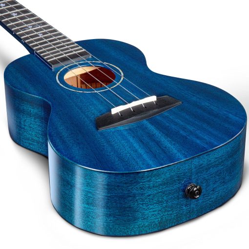 Ukulele Tenor Enya EUT-MAD de Caoba Maciza Brillante de 26 Pulgadas Azul con Estuche Acolchado de Alta Gama de 15 mm - Imagen 6