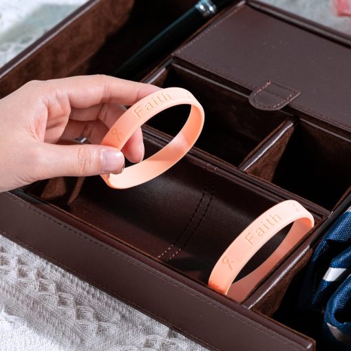 50 Pack Pulseras de Silicona Color Durazno - Pulseras de Goma de Color Durazno para Concienciacion sobre el Cancer de Endometrio y Cancer de utero - Imagen 3