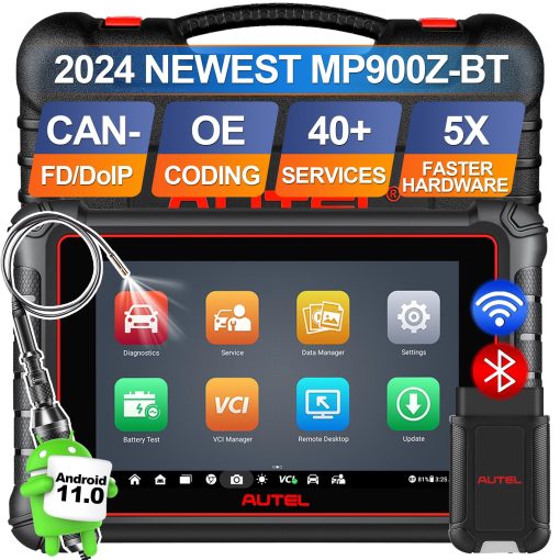 Autel Scanner MaxiPro MP900Z-BT con MV108 de 60$, Actualizacion 2024 del MP808S/MS906BT, Herramienta de Escaneo de Codificacion de ECU Android 11, Escaner Bidireccional con 40+ Servicios, Escaner OBD2 de Sistema Completo Compatible con CAN FD/DoIP