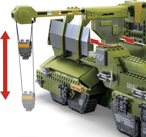 Set de Juguetes de Construccion MEGA Halo Infinite, Tanque UNSC Elephant Sandnest con 2041 Piezas, 5 Figuras de Accion Micro Articuladas Posables, Verde, para Ninos y Fans - Imagen 3