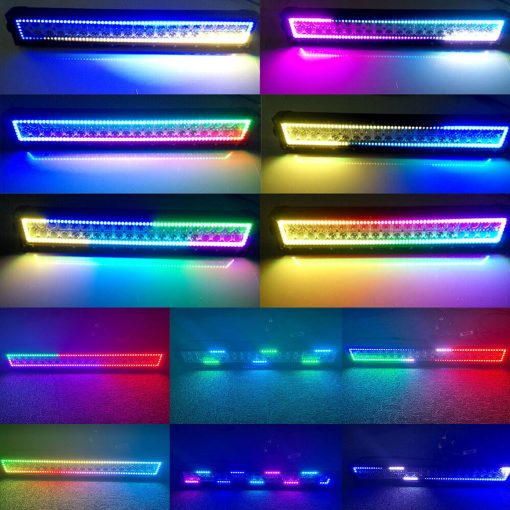 Barra de Luz LED Curva RGBW Lpteso 50 pulgadas 288W Flood Spot Combo Beam 2PCS 4 pulgadas 18W Flood RGB LED Pods con 16 colores solidos y Halo RGB que cambia en el Rocker Switch Wiring - Imagen 7