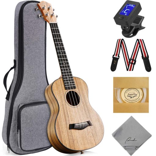 Ukelele Tenor Ranch de 26 pulgadas Profesional Aprender a Tocar Principiante Ukelele con 12 Lecciones Gratis en Linea Kit de Instrumento de Ukelele Inicial Bundle Estuche Gig bag & Afinador & Correa & Conjunto de Cuerdas Aquila - Acabado Mate