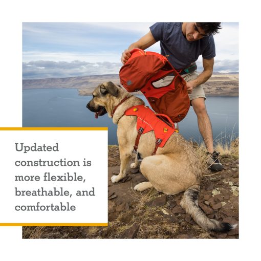 Mochila para perros Ruffwear Palisades, paquete de senderismo de varios dias con alforjas e hidratacion, Rojo Sumac, Tamaño Mediano - Imagen 4