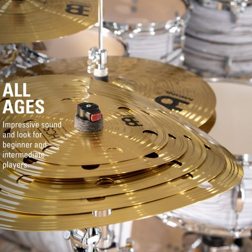 Paquete de platillos en stack Meinl Cymbals de 5 piezas con agujeros 8", 10", 12", 14", 16" - Acabado tradicional de bronce HCS para set de bateria - Hecho en Alemania, Garantia de 2 anos (HCS80246SM) - Imagen 5