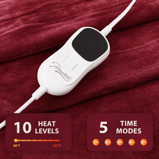 Cobertor Electrico Homemate Queen - 84"x90" - Calienta Camas Tamaño Queen Control Dual 1/2/4/6/8 Horas Auto-Apagado 10 Niveles de Calor Proteccion contra Sobrecalentamiento Certificacion ETL - Imagen 5