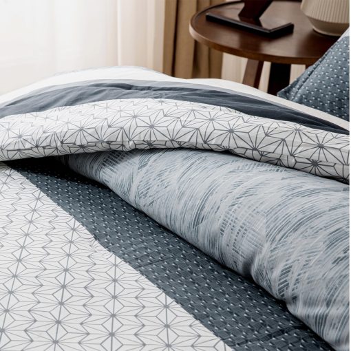 Juego de Colcha King SahSahCasa, Set de Edredon King Gris Azulado, Edredon 100% Algodon, Manta Ligera y Esponjosa de Todas las Estaciones para Cama King, 104" x 90", 3 piezas - Imagen 4