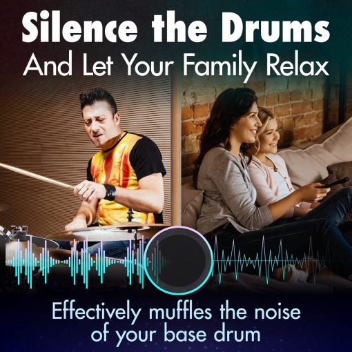 [Paquete de 2] Parches de silenciador de bombo IMPRESA para bateria silenciosa - Parche de silenciador para practica de bateria silenciosa - Practica en paz con amortiguadores de bateria - Parche de practica de bombo para atenuacion de bateria - Pack de parches de bateria - Imagen 2