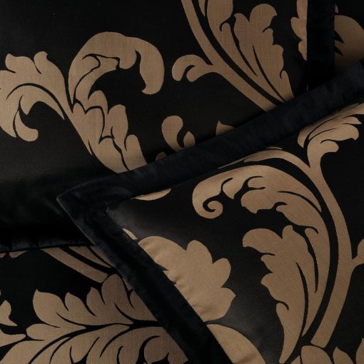 Chezmoi Collection Valor 7-Piece Bed in a Bag Queen, Negro/Oro Juego de Cama de Jacquard Floral de Lujo con Sabanas para Todas las Estaciones - Imagen 6