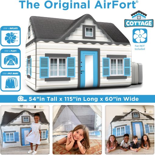 AirFort Original Patentado - Construye un Fuerte en 30 Segundos, Fuerte Inflable para Ninos, Tienda de Campana para 3-12 Anos, Un Casa de Juegos Donde la Imaginacion se Desata, Ventilador no Incluido (Cabana) - Imagen 2