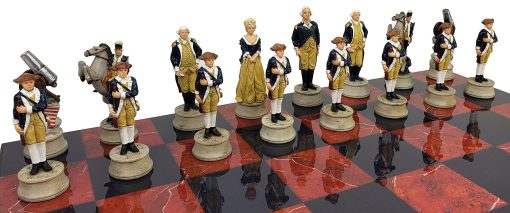 Juego de Ajedrez de la Guerra de Independencia Americana Revolucionaria con Tablero de 16" de marmol sintetico Negro y Rojo - Imagen 5
