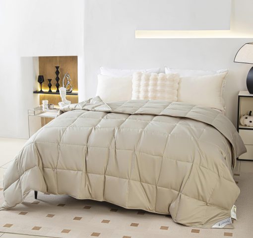 Edredon de plumas de ganso ligero para clima calido/verano, Inserto de edredon para enfriar manta, 750 Fill Power Ultra Soft Fabric Gris, Tamano King (104x90 pulgadas) - Imagen 6