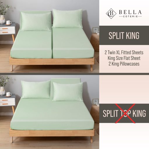 Juego de sabanas Luxury Split King de Bella Coterie | Bambu Viscosa cultivado organicamente | Ultra Suave | Refrigerante para quienes duermen calientes | Bolsillo profundo de 18" [Sea Glass] - Imagen 2
