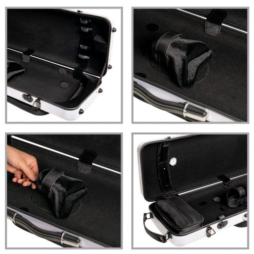 Estuche de Violin Clasico Oblongo de Policarbonato MI&VI NP-7006 (Tamano Completo) 4/4 con Correas de Transporte | Higrometro | Estuche Resistente - por MI&VI MUSIC (Blanco) - Imagen 5