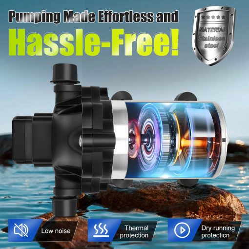 2088-554-144/2088-403-144 Bomba de Agua Dulce,12 VDC,3.5 Galones Por Minuto,45 Psi,Conexion 1/2MNPT,Bomba de Entrega de Agua para Uso en RV o Marina,Sin Ruido,?Incluye Filtros Desmontables! - Imagen 4