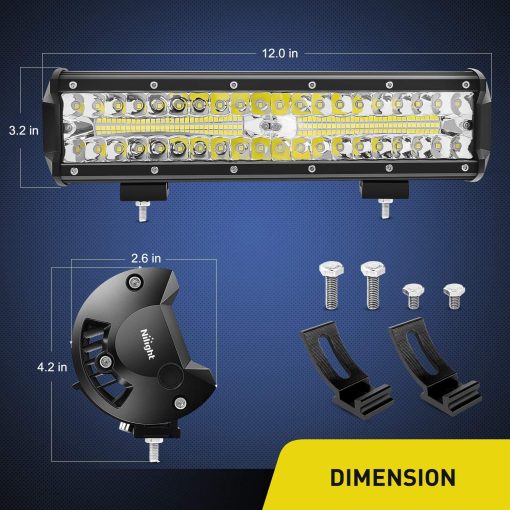 Nilight Barra de Luces LED de 12 Pulgadas 300W Triple Fila de Inundacion Spot Combo, Carcasa de Aluminio, Impermeable IP67, 30000LM, Garantia de 2 Anos - Imagen 2