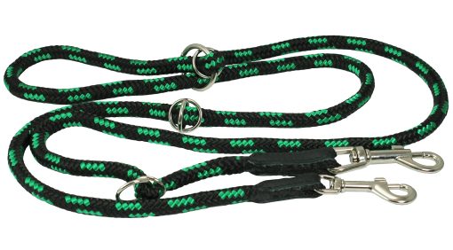 Correa de perro ajustable multifuncional de cuerda 42"-70" (Mediano; 0.4" (10mm) de diametro, Verde/Negro)