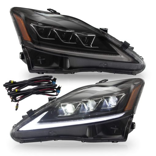 VLAND Conjunto de Faros Delanteros para Lexus IS250/ IS250C IS350 IS350C IS220d 2006-2012, ISF 2008-2014 Con DRL, Luz Delantera LED con Señal de Giro Secuencial, ambar