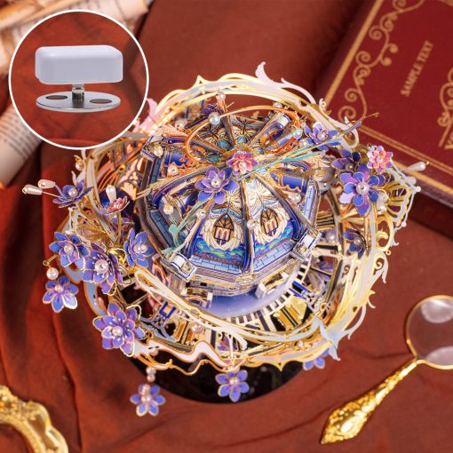 Rompecabezas metalico 3D para adultos Romeo y Julieta con caja de musica con iluminacion, kits de modelado de palacio de duendes, construccion en miniatura, regalo de amor para decoracion del hogar, 331 piezas - Imagen 7