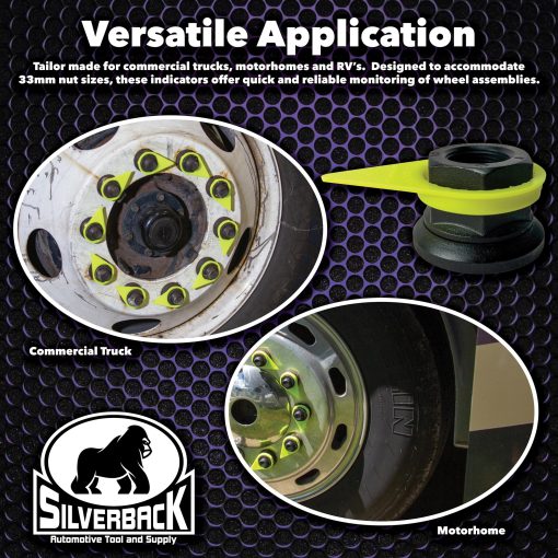 Juego de indicadores de tuerca floja Silverback Automotive Heavy-Duty - Bolsa de 100. Simplifique las inspecciones previas al viaje de las ruedas y maximice la seguridad y el mantenimiento de los neumaticos de camiones comerciales y vehiculos de Clase A. - Imagen 5
