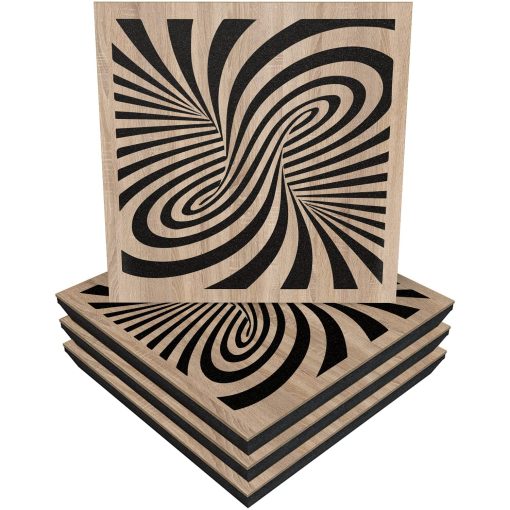 Panel Acustico Absorbente-Difusor Soundexact 'Twirl' para estudio de grabacion (paquete de 4) | laminado de madera (1,18'', Sonoma)
