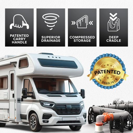 Soporte de Manguera de Drenaje para RV Camco Sidewinder de 20 pies - Diseno Flexible Telescopico para Curvar alrededor de Obstaculos y Cradles Profundos que Aseguran la Manguera de Drenaje para RV - Listo para Usar y se Pliega para Almacenamiento en RV (43052) - Imagen 5