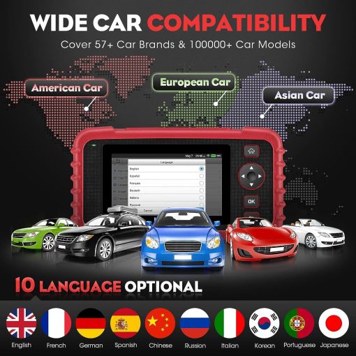LAUNCH OBD2 Scanner CRP123X Elite Car Scanner, 2024 Actualizacion en Linea de por Vida, Herramienta de Escaneo de Diagnostico con Reinicio de SAS/Acelerador, ABS SRS Transmision Lector de Codigos de Error del Motor del Automovil, Auto VIN, Prueba de Bateria... - Imagen 7