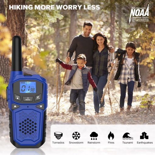 Walkie Talkies para Adultos - WokTok Radio de Largo Alcance para Camping Senderismo Accesorios de Senderismo Equipo de Camping Regalo de Navidad Cumpleanos para Ninos, Sirena de SOS, Alerta Meteorologica NOAA, 3 Radios - Imagen 4