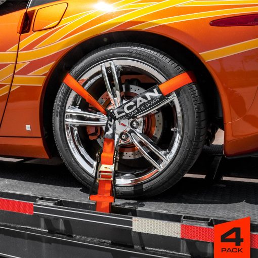 VULCAN Correa de Amarre para Automovil con Ganchos Retractiles - Estilo Lasso - 2 Pulgadas x 96 Pulgadas - Paquete de 4 - Serie PRO - Capacidad de Trabajo Segura de 3,300 Libras - Imagen 2