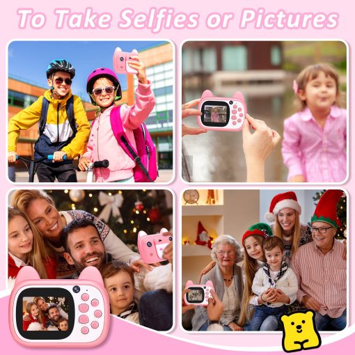 Camara de Juguete para Ninos 1080P HD Selfie Video con Tarjeta SD de 32GB, Camara Digital para Ninos, Camara para Ninos y Ninas como Regalos de Cumpleanos, Rosa - Imagen 3