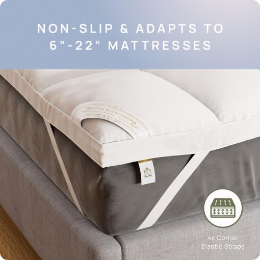Topper de Colchon Extra Grueso King para Dolor de Espalda y Sueno como en las Nubes, Suave y Mullido, Acolchado de Colchon para Colchon Firme, Colchon con Relleno de 1400GSM, Ajuste para Colchon de 6"-22" - Imagen 5