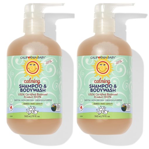 California Baby Calming Lavender Shampoo and Body Wash | 100% Plant-Based (USDA Certified) | Allergy Friendly | Jabon y Champu para Bebes y Niños en Piel Seca y Sensible | 562 mL / 19 fl. oz (Paquete de 2)