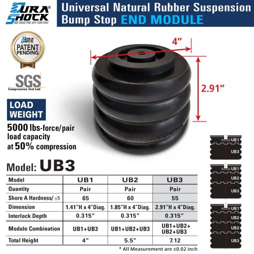 Tope de goma modular universal DuraSHOCK para suspension delantera y trasera de camiones y RV, mejora de suspension - Imagen 2