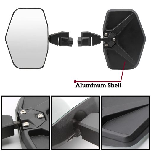 Espejos laterales de vista trasera de aleacion de aluminio ajustables mas anchos SAUTVS para Can-Am Defender, espejos laterales concavos de alta definicion de alta resistencia para Can Am Defender HD5 HD8 HD10 MAX 2016-2024 Accesorios (2PCS) - Imagen 3