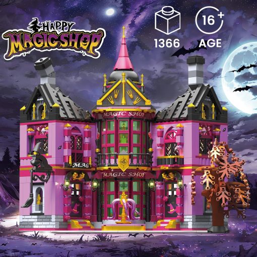Set de Bloques de Construccion de Halloween QUEMISO - Kit de Arquitectura de 1366 Piezas de la Tienda de Magia de la Bruja, Perfecto para Adolescentes y Adultos, Casa Embrujada de Dos Pisos para la Decoracion de Halloween, Diversion Nocturna e Ideas de Regalo - Imagen 2