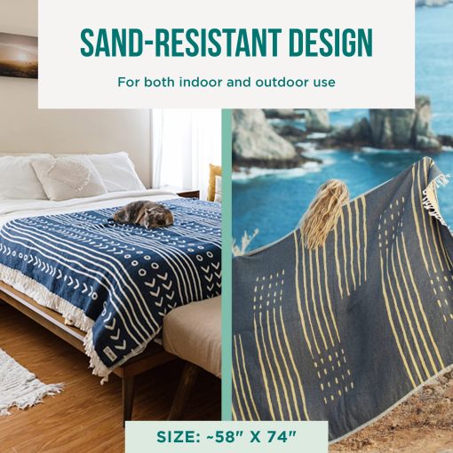 Manta Grande Sand Cloud - 100% Algodon Turco Organico & Tejido Jacquard de Peso Pesado - Manta Suave y Acogedora para Confort y Estilo - Libre de Arena - Como se Vio en Shark Tank - Aries - Imagen 3