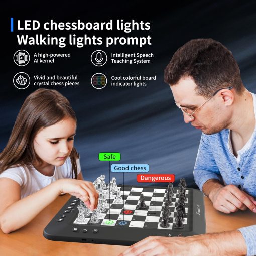 Tablero Electronico de Ajedrez, Juego de Mesa de Ajedrez, Juego de Ajedrez de Computadora, Juego de Ajedrez Electronico, Luces LED, Bateria Incorporada, Gran Compañero para Jugar y Practicar - Imagen 3