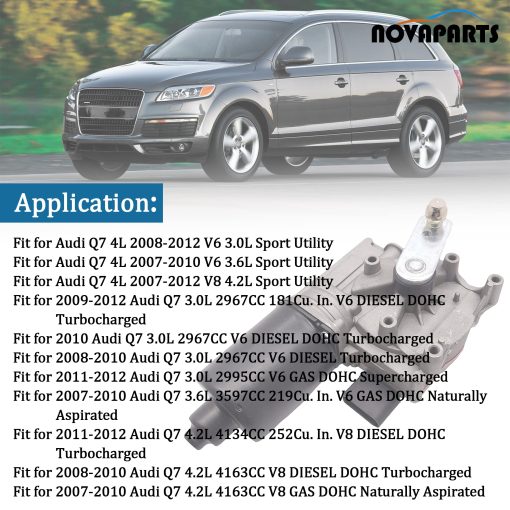 Motor del limpiaparabrisas delantero NOVAPARTS 4L1955119A para Audi Q7 2007-2012 3.0L 3.6L 4.2L - Imagen 4