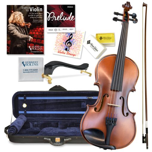 Antonio Giuliani Etude Violin Outfit 4/4 Tamano Completo en Liquidacion por Kennedy Violins - Estuche de transporte y accesorios incluidos - Madera de arce macizo y piezas de ebano AG360
