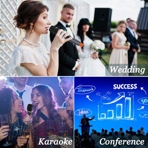 Microfono inalambrico Bietrun con Eco/Agudos/Graves, Rango UHF de 160 pies, Sistema de microfono de mano dinamico inalambrico UHF dual para Karaoke en casa, Reunion, Fiesta, Boda (Receptor con Bluetooth) - Imagen 8