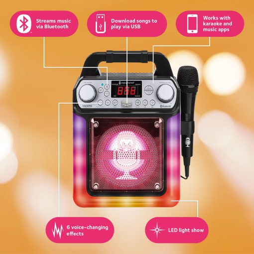 Maquina de Karaoke Portatil Singing Machine con Microfono con Cable, Bluetooth, Luces LED - Para Adultos y Ninos - Imagen 3