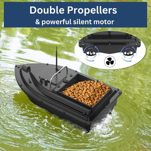Bote de Pesca, Bote de Senuelo RC, Bote de Pesca 500m/546Yards de Distancia, Control Remoto Automatico de 2kg/4.4LBS con 2 Baterias y Motores Dobles, Herramienta de Pesca Barco de Control Remoto Senuelo - Imagen 2