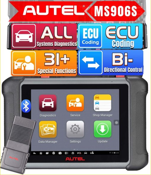 Autel Scanner MaxiSys MS906S 2023 Version Avanzada MS906 MS906BT MK906BT Escaner OBD2 Inalambrico con Probador de Bateria & Herramienta TPMS Control Bidireccional Codificacion ECU 31+ Servicios Compatible con BT506 MV108
