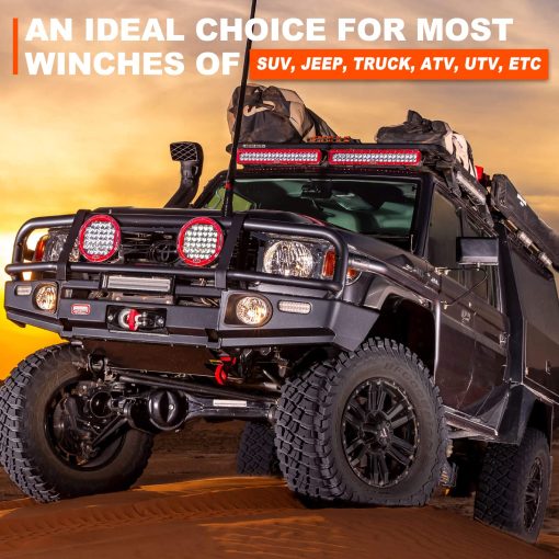 Kit de Cable de Cuerda Sintetica para Winch SPARKWHIZ: 1/2" x 100 pies de Linea de Winch de 32000 libras con Funda Protectora + Gancho para Vehiculo Todo Terreno 4WD Truck SUV UTV ATV - Imagen 4