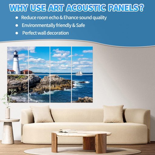 8 Paneles Acusticos - 48"x32"x0.5" Paneles de Pared Insonorizantes Autoadhesivos para Reducir el Eco y la Reverberacion, Mejorar la Calidad del Sonido y la Decoracion de la Habitacion - Imagen 2