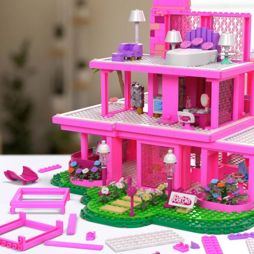 Set de Juguetes de Construccion Mega Barbie The Movie, Replica de DreamHouse con 1795 Piezas, 4 Figuras y Accesorios, para Adultos y Fans - Imagen 7