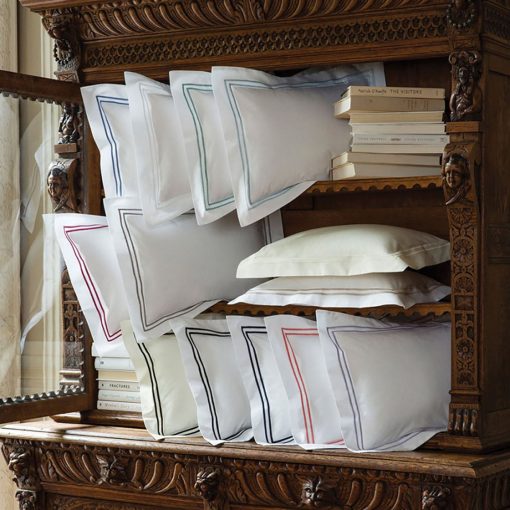 Grande Hotel by Sferra - Funda de almohada continental 26x26 (Blanco/Marron) - Imagen 2