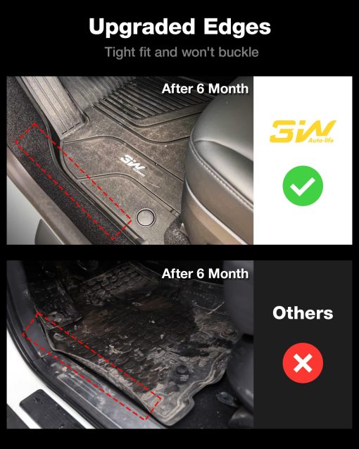 3W Tapetes para piso compatibles con Cadillac XT5 2016-2024 Accesorios a medida para Cadillac XT5 Tapete Todo Clima TPE para Cadillac XT5 Juego completo de tapetes para automovil para la 1ra y 2da fila Negro - Imagen 8